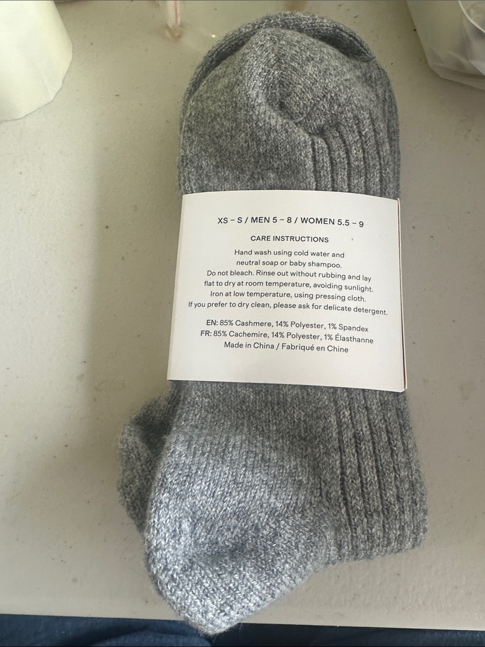Quince Gray Ribbed Cashmere Trouser Socks - Picture 2 of 2